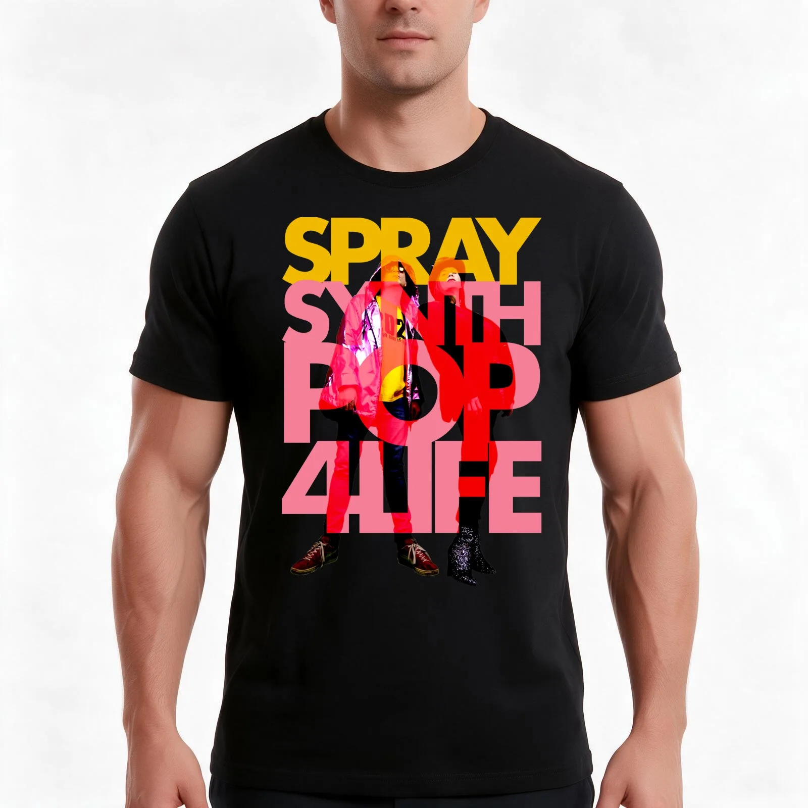 SPRAY - Synthpop 4 Life T-Shirt, Summer Casual Cotton Tee, Oversized Streetwear Tops, Vintage Graphic Print, Unisex Men Women