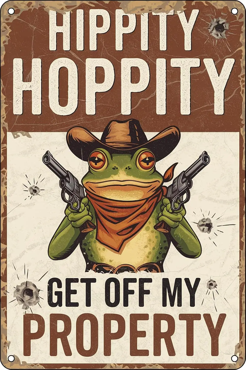 Hippity Hoppity Frog Tin Sign Vintage Metal Wall Art Get Off My Property No Trespassing Warning Funny Retro Decor for Home  sign