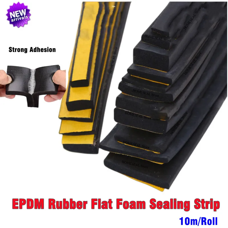 EPDM flat foam sealing strip Strong Adhesive Rubber Seal Single Sided EVA Black Foam Tape Anti-collision Insulation Seal Gasket