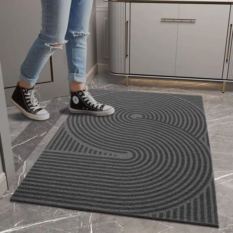 Minimalist Line Doormat Wire Loop Entrance Mat Dark Gray Non-Slip Waterproof Dirt Trapper Corridor Kitchen Bathroom Floor Rug