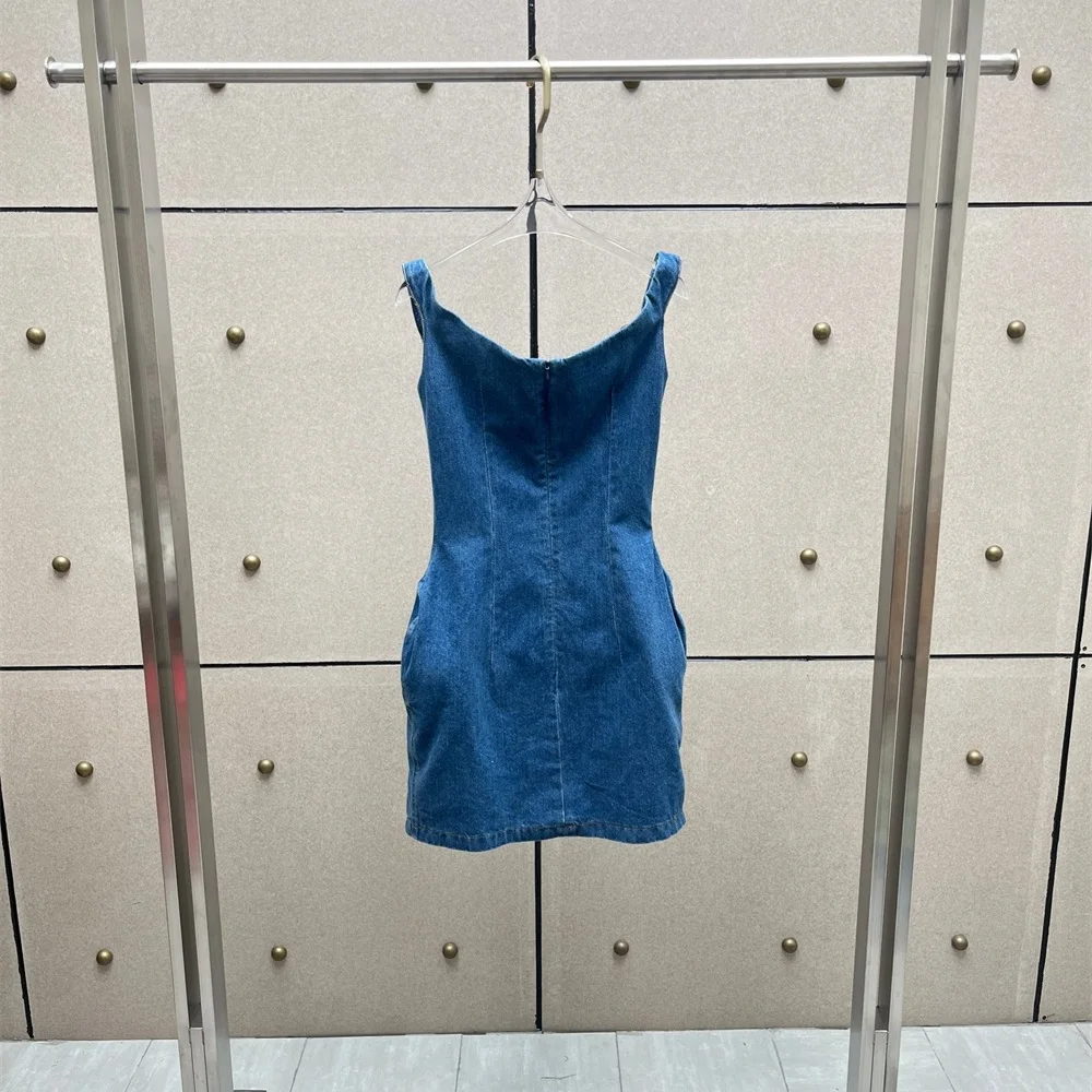 Summer 2026 Women's Denim Dress – Pure Cotton, Appliqué, Corset-Style, Off-Shoulder/Strapless, Y2K-Inspired Party Dress bra - view 6