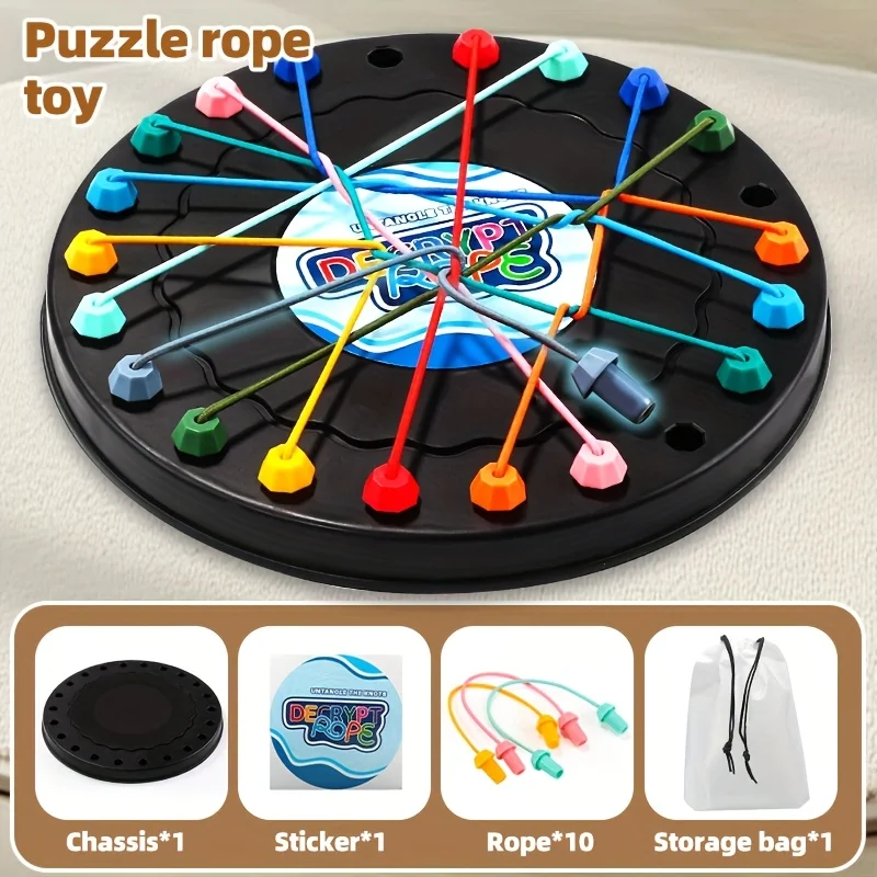 Jeu de société Puzzle avec nœuds en corde pour enfants, ligne de couleur, cordes connectées torsadées, jeu de Table de pensée logique, jouet interactif Parent-enfant