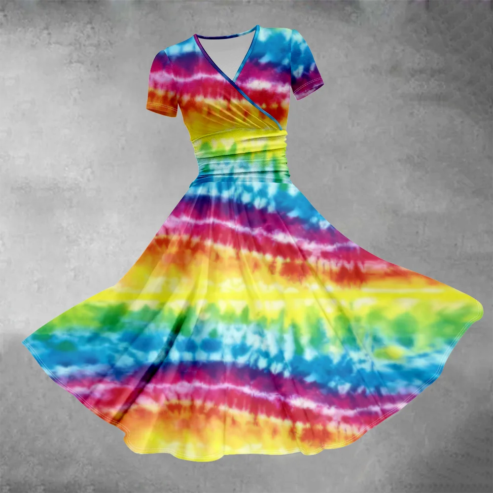 Sommerkleid 2024 Tie-Dye buntes Kleid Luxus stilvolle Abendkleider Mode Frauen Party Girl Overs ize Vestido elegante Roben