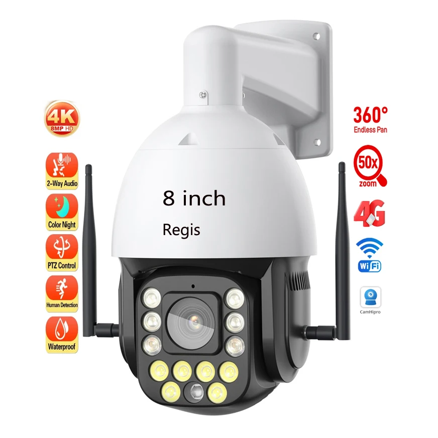 8 "4G وواي فاي كاميرا تعمل بالطاقة الشمسية 50X زووم بصري ليزر IR 4K 8MP كاميرا ذكية في الهواء الطلق Gsm بطاقة Sim الطاقة الشمسية كاميرا تلفزيونات الدوائر المغلقة #2