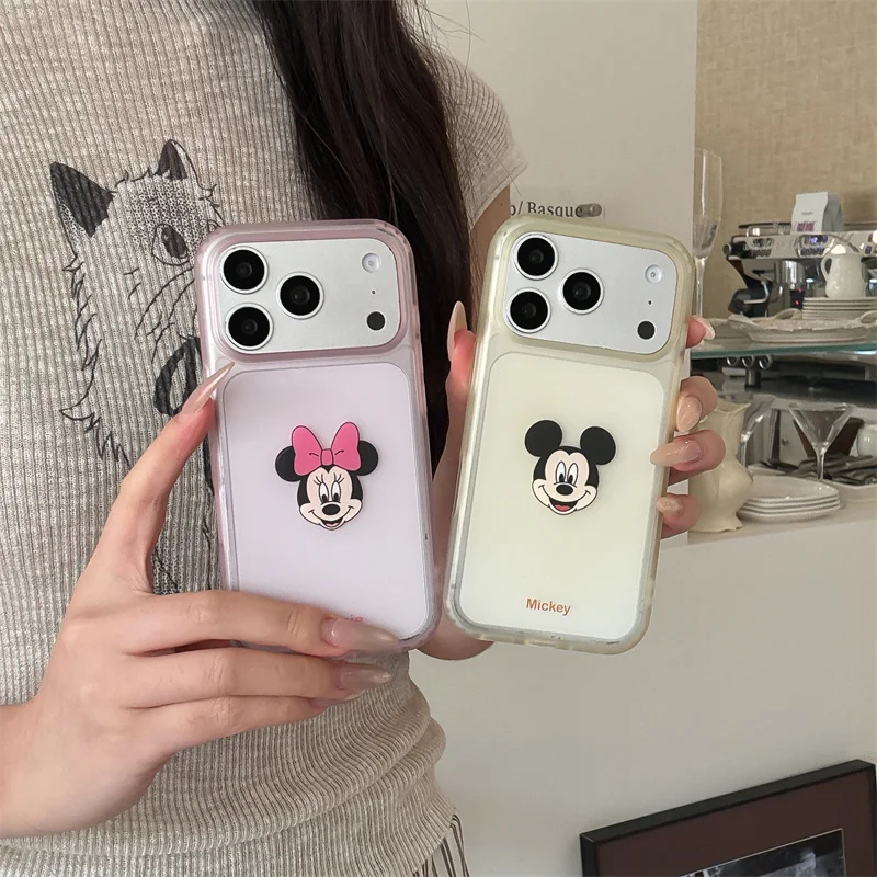 Anime Mischievou Fun And Cute Big Head Mickey  Minnie  Good Luck Phone Case For  iPhone 15 16 17 Pro Max Cover Shockproof Cover