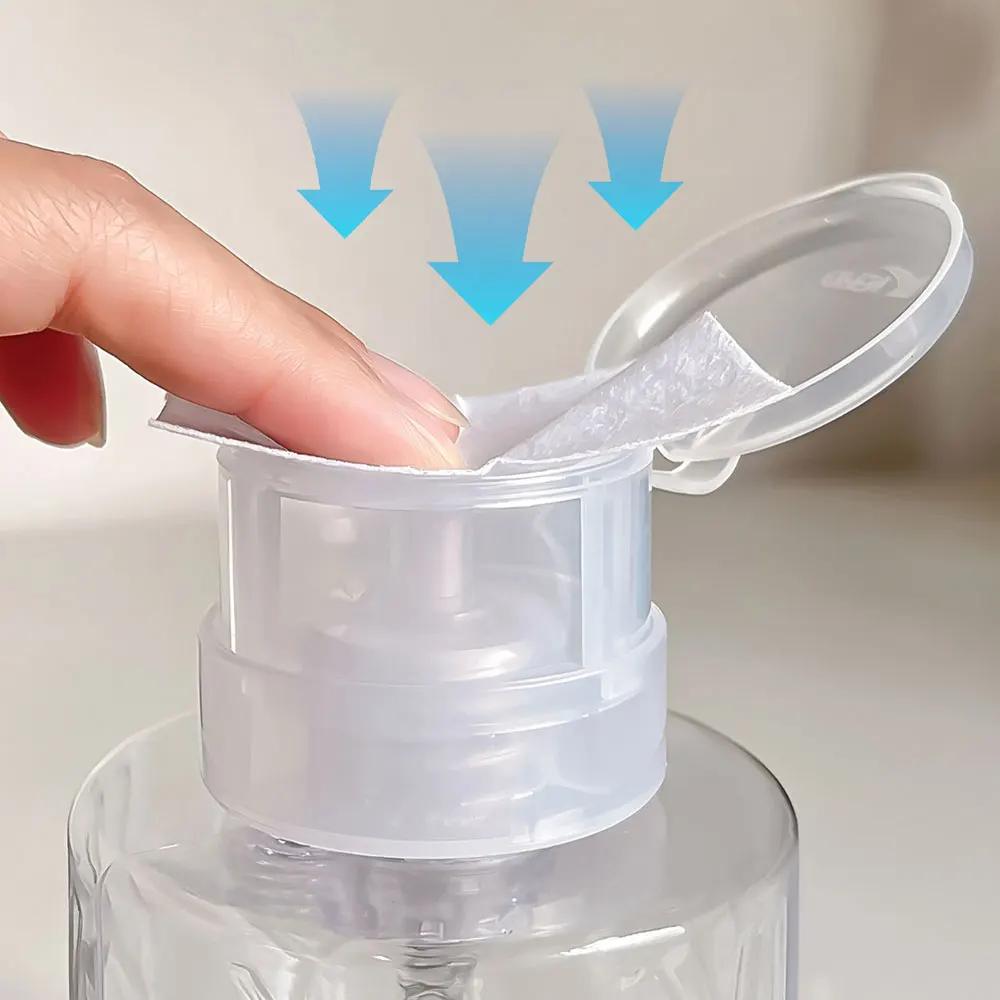 1Pc Refillable Lockable Empty Pump Dispenser Nail Manicure Cleaner Makeup Remover Container Press Bottle for Personal Use