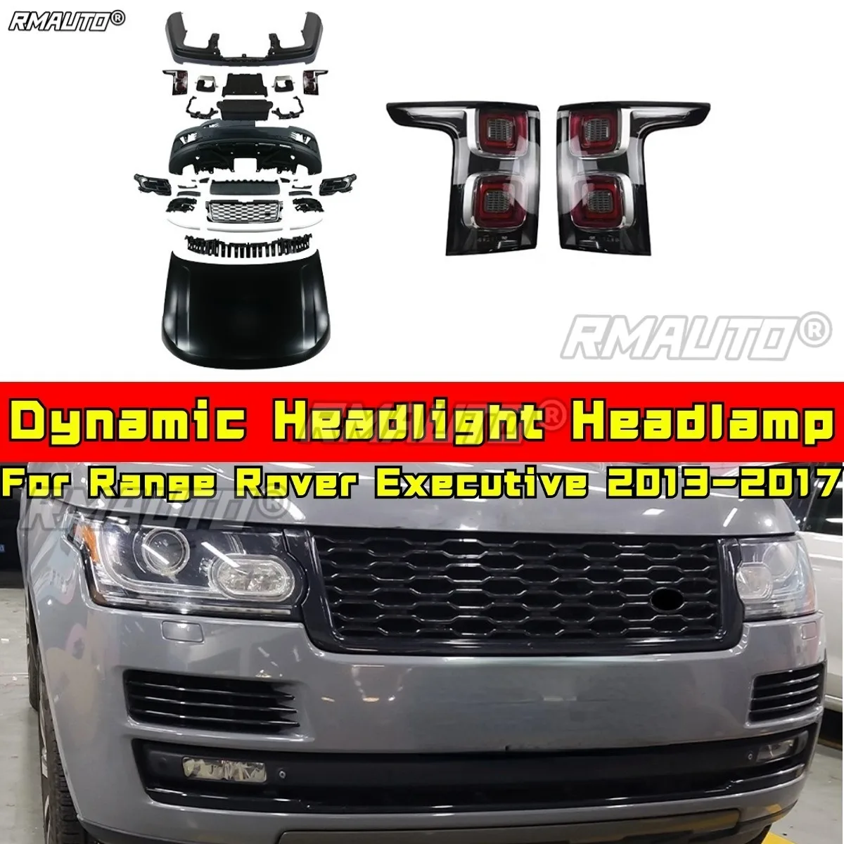 Dynamic Headlight Headlamp Daytime Running Light Low High Beam Chin Body Kit For Range Rover Sport 2014 Exterior Accessories