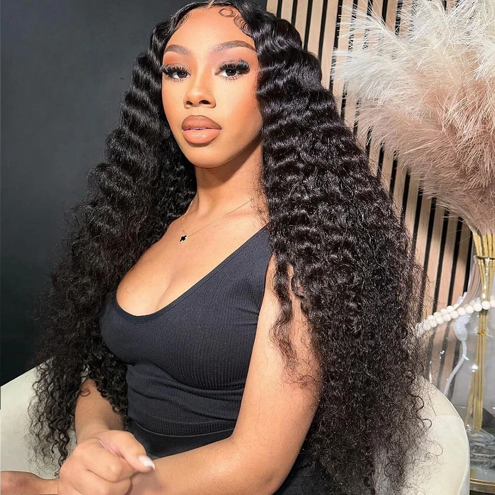 30 34 Inch 13x4 Deep Wave Frontal Wig 13x6 HD Lace Front Human Hair Wig 180% 4x6 Glueless Curly Wig For Women Pre Plucked Remy