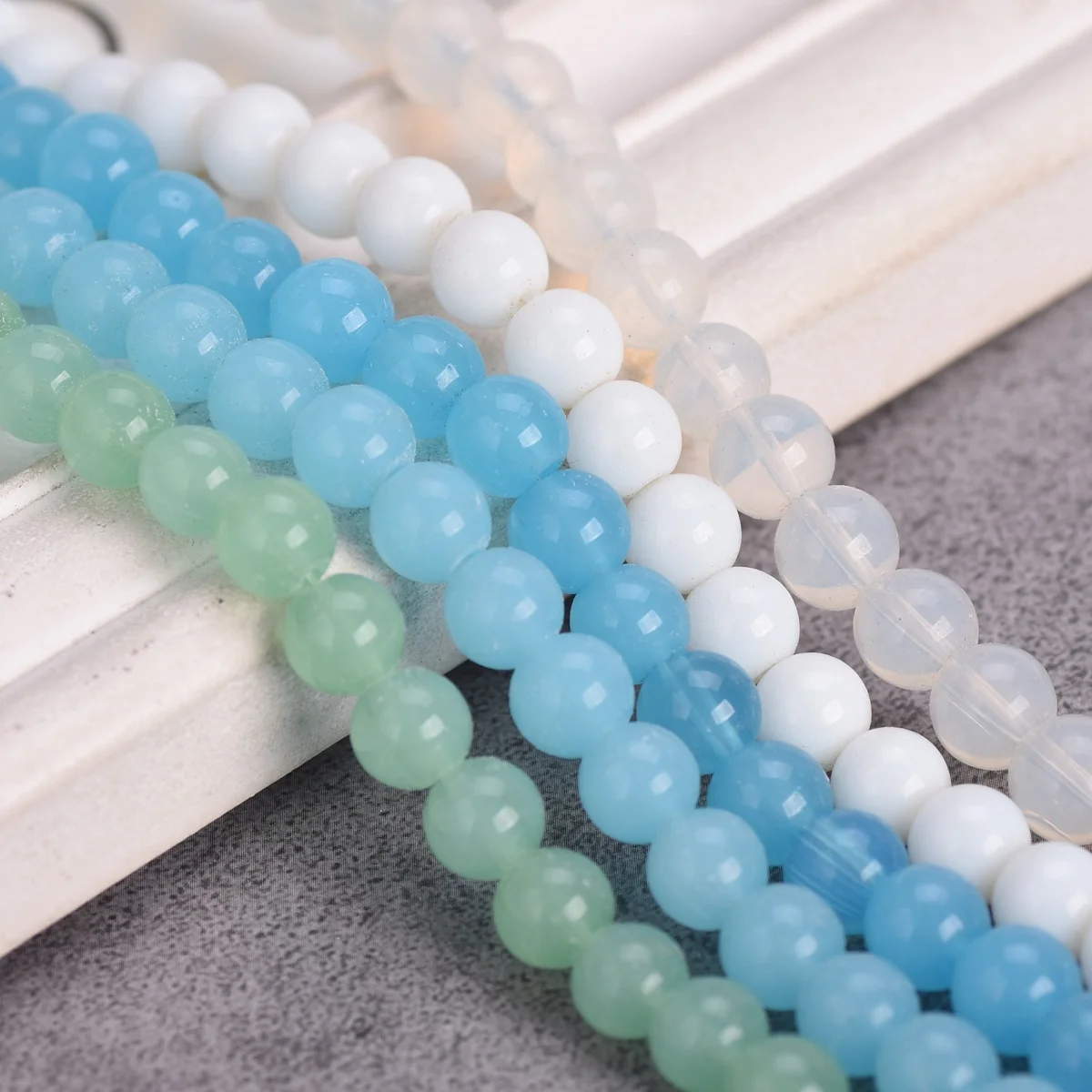 45pcs 8mm Round Imitated Jade Opaque Glass Loose Beads For Jewelry Making DIY Earring Findings