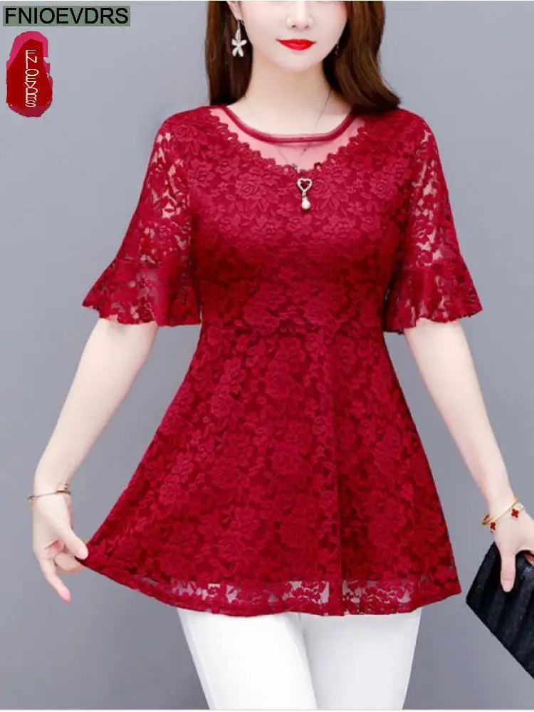 2022 Spring Autumn Basic Shirts Hollow Out Lace Ribbon Peplum Tops Hot Sales New Fashion Women Long Sleeve Ruffles Tunic Blouses