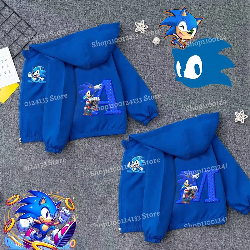 

Soniced Baby Hooded Jacket Sweatshirt Kids Cute Letters A-Z Anime Printed Boy Windbreaker Spring Long Sleeve Tops Kawaii Clothes