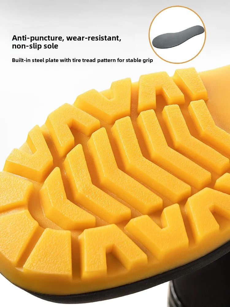 

Дождевые сапоги со стальным носком. Мужские противоскользящие теплые хлопковые резиновые сапоги на строительной площадке. Износостойкие резиновые сапоги с подкладкой Fce.