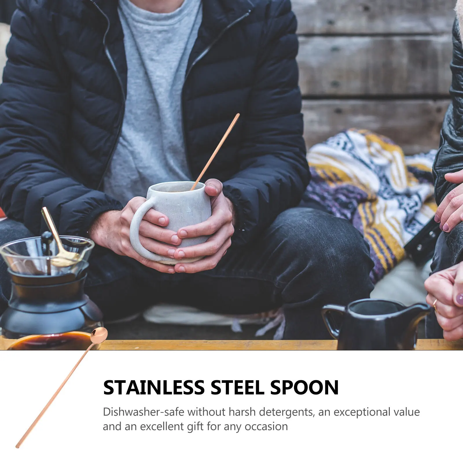 

2pcs Stainless Steel Coffee Stirring Spoon Long Handle Mixing Spoon For Milk Tea Ice Coffee Dessert Shop Spoons