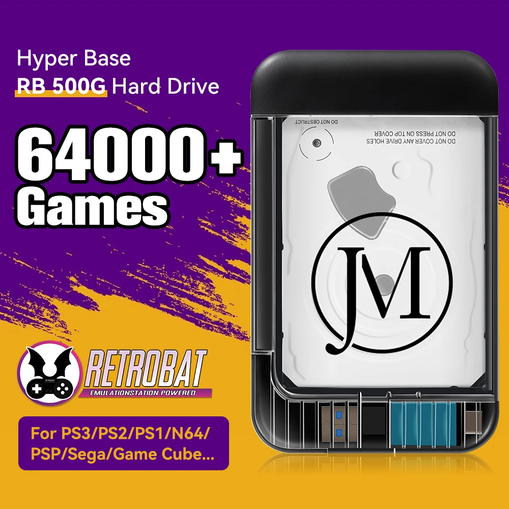 

Ретро-игровой жесткий диск с 100000 играми RB500G/2T, эмулятор игрового жесткого диска для N64/PSP/PS3/PS2/PS1/Game Cube, для ПК/ноутбука с Windows, Plug&Play