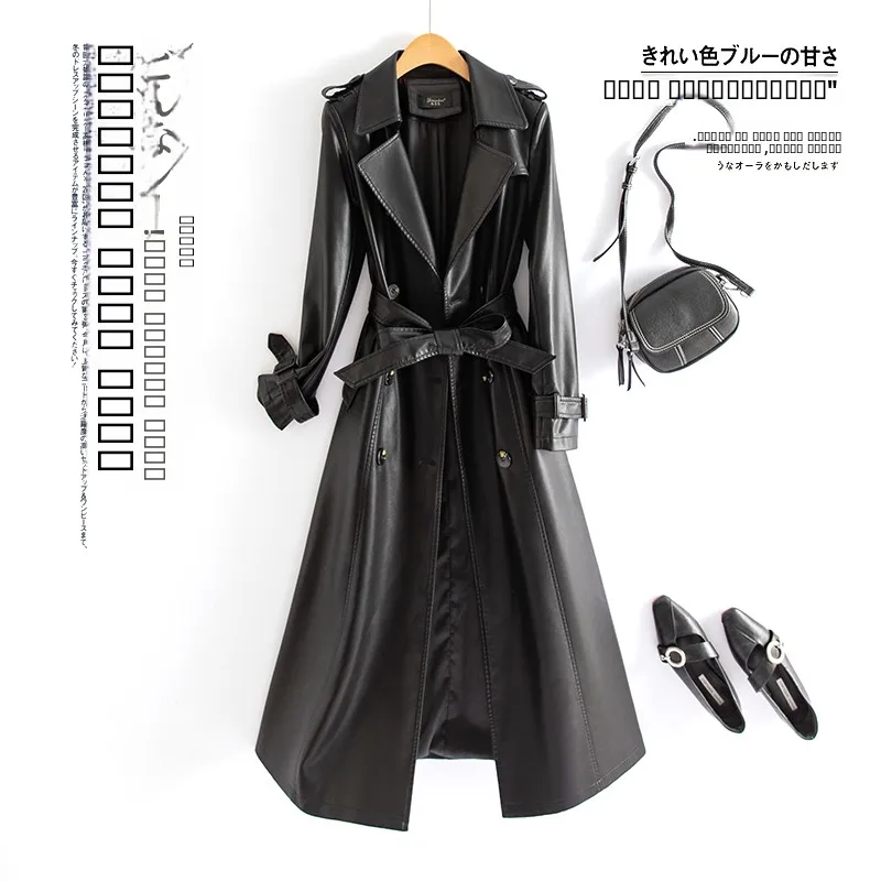 Chaqueta de Cuero Genuino Sle Haifeng para Mujer, Estilo Coreano, Entallada, de Media Longitud, Cortavientos, Moderna, para Primavera y Otoño