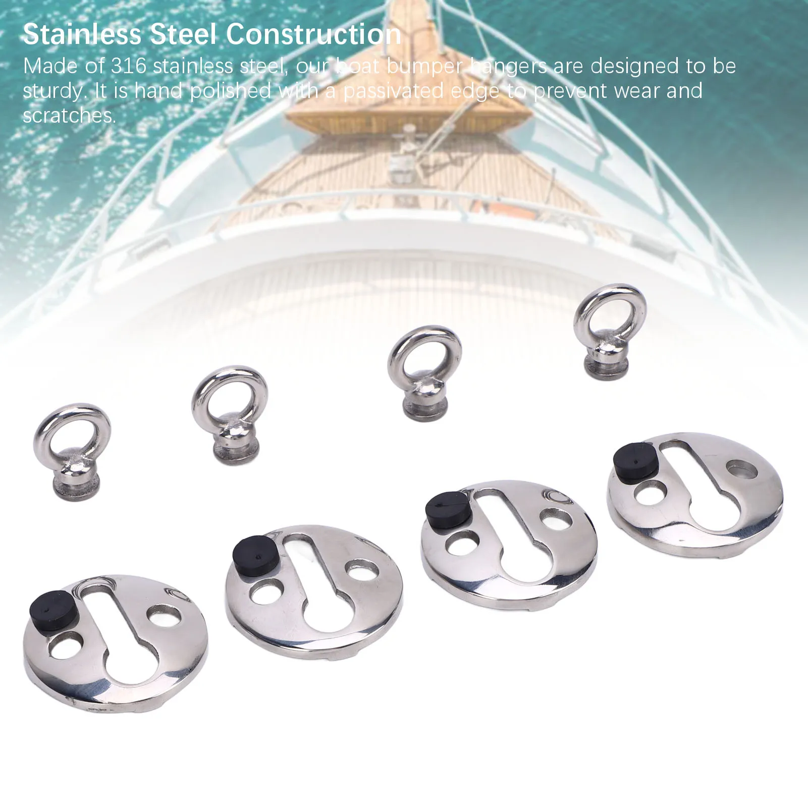 

Зажим для бампера для лодки, 4 шт., быстроразъемный замок для бампера для лодки, устойчивый к истиранию, полированная нержавеющая сталь для диаметра менее 0,41 дюйма. Веревка