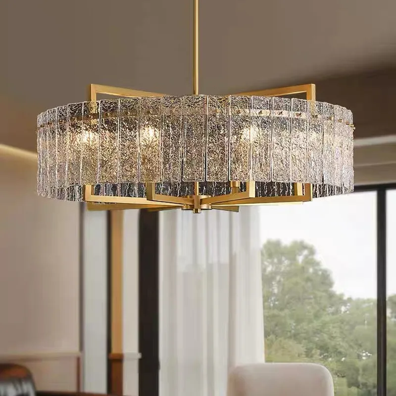 

Water Ripple Glass Restaurant Chandelier Post-Modern Creative Design American Luxury Living Room Home Decor Led Lighting Fixture