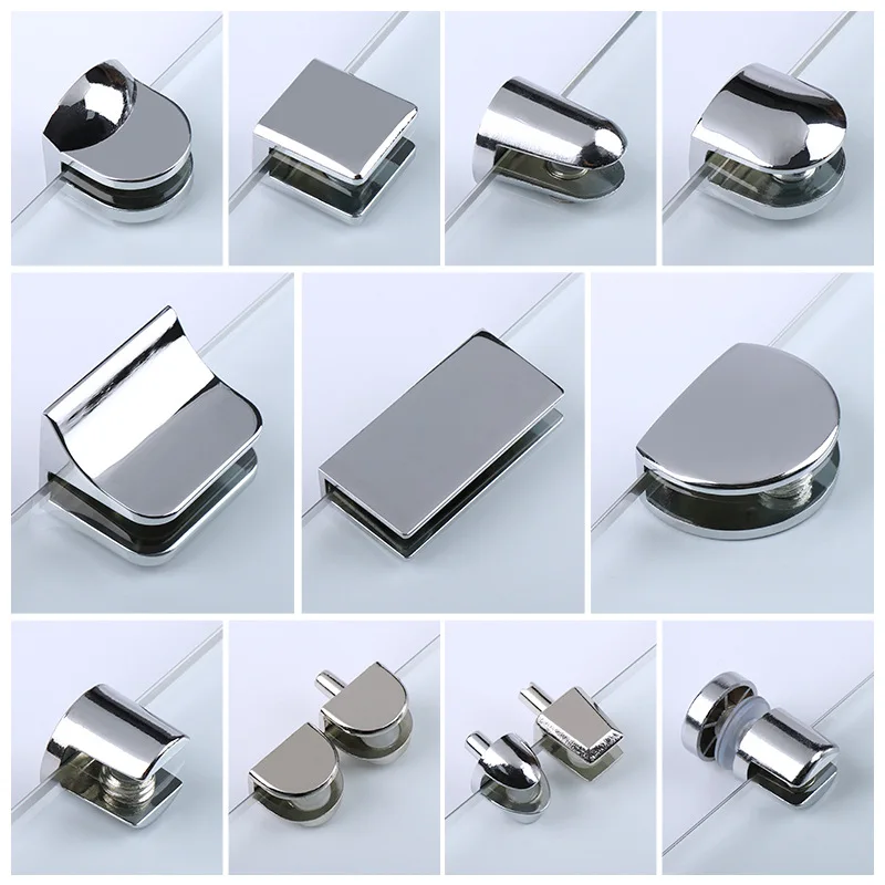 2PCS Zinc Alloy Glass Laminated Board Bracket Fixing Clip Load-bearing Resistant Glass Clip Extension 4-6mm Clip Hardware