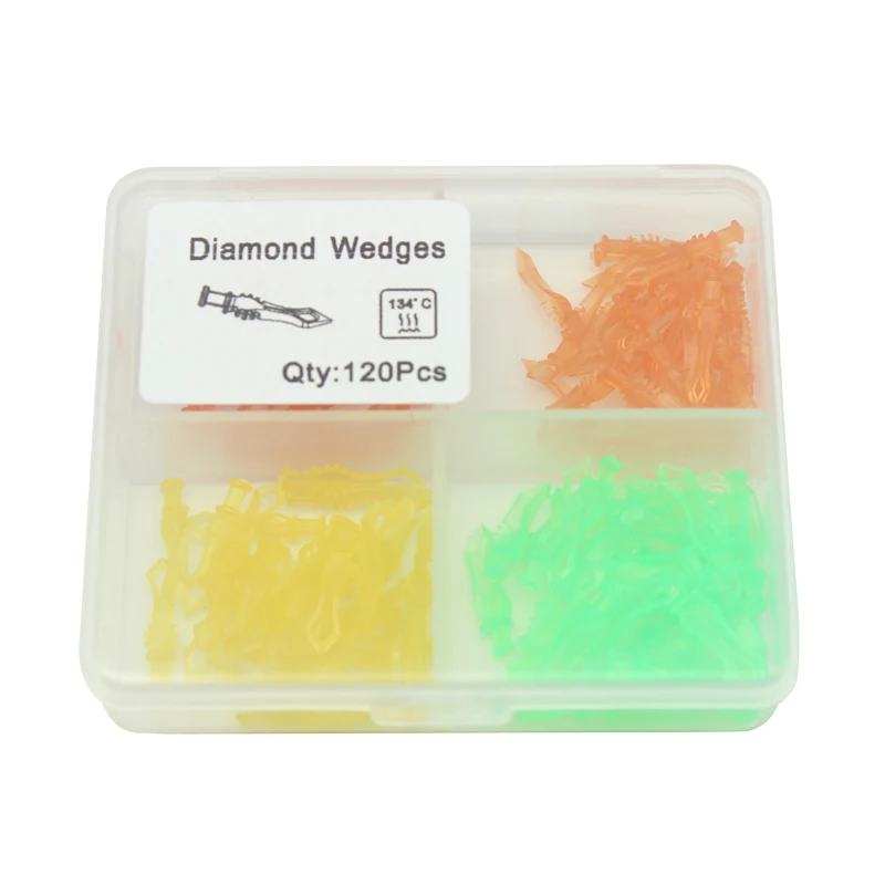 120Pcs/Box Dental Diamond Wedges Plastic Matrix Adaptive Interdental Dentistry Accessories Teeth Diastema Gap Wedges Set