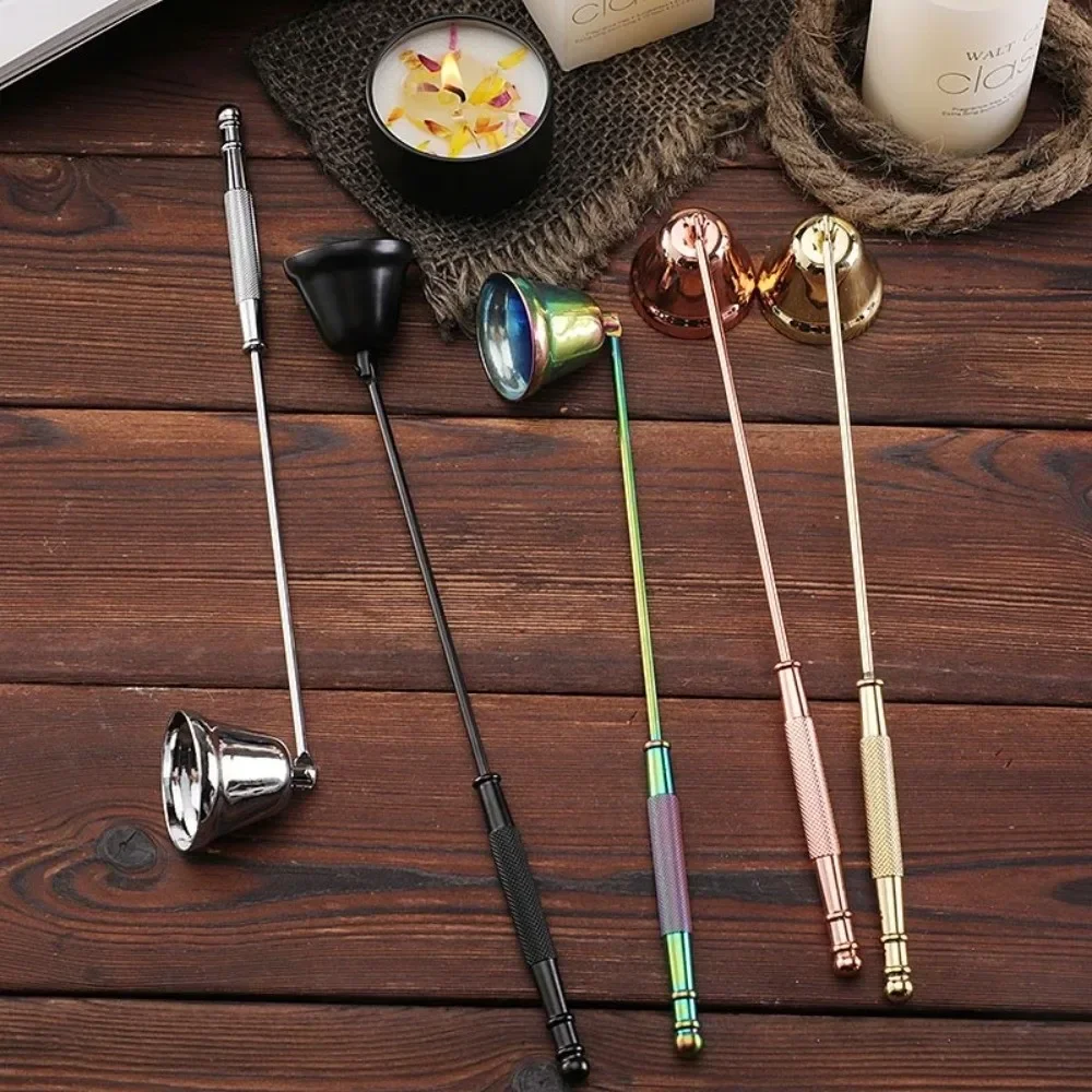 Stainless Steel Candle Extinguisher Bell Shape Cover Anti-Slip Candle Stopper Wick Snuffer with Long Handle