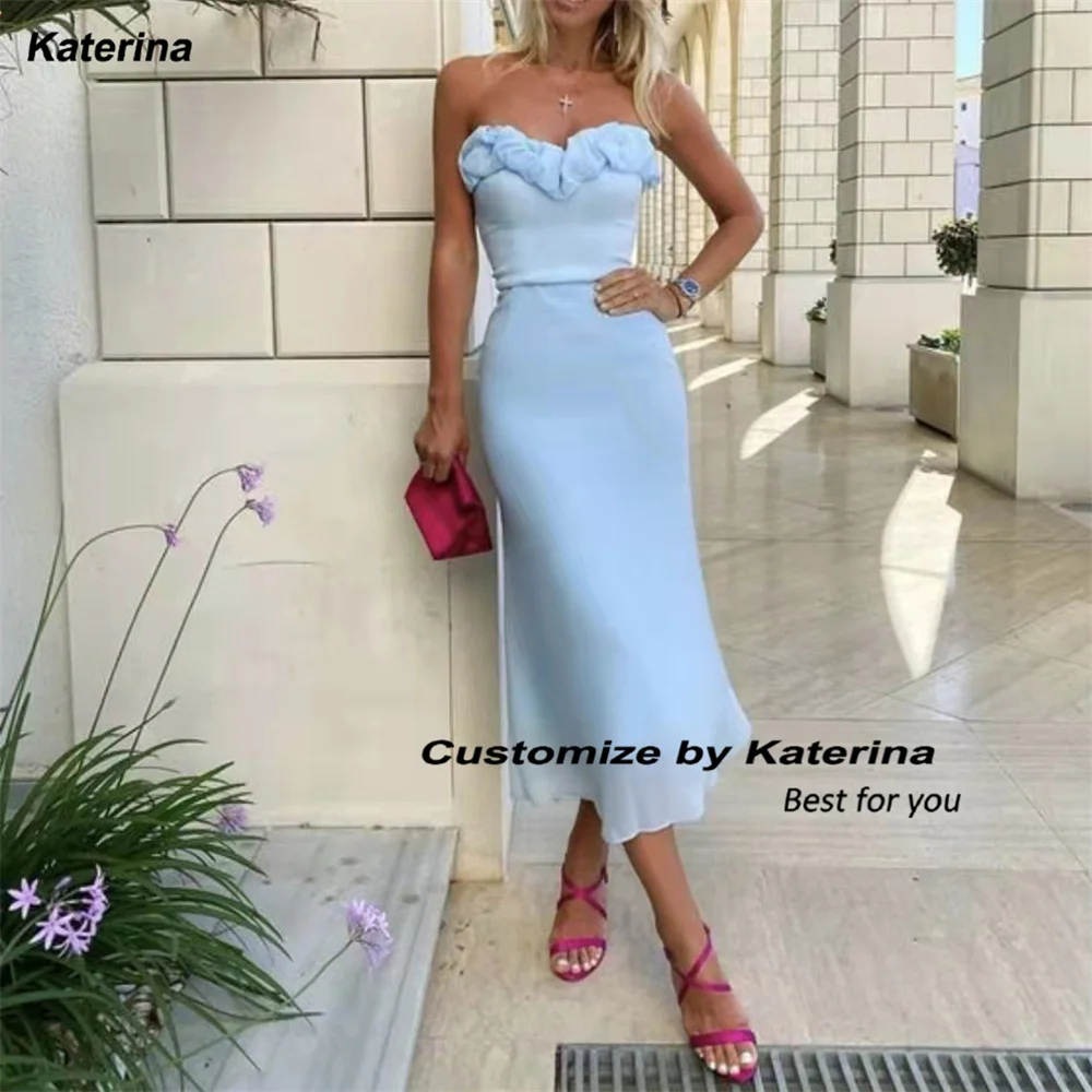 Katerina Mermaid Evening Dresses Long Beach Strapless Prom Dress Formal Party Dress Robes De Soirée