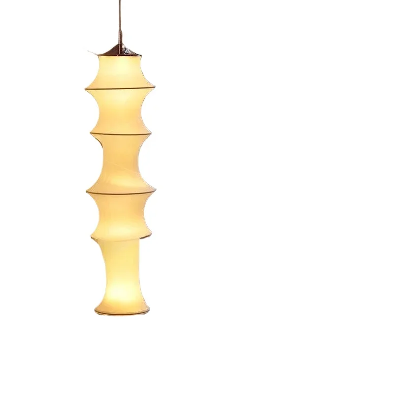 

Wabi-sabi wind loft duplex stair chandelier long chandelier Japanese design creative bamboo lamp