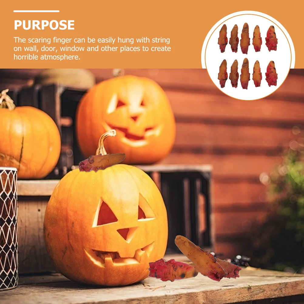 Faux doigt sanglant, 10 pièces, accessoire d'horreur, décoration suspendue effrayante pour Halloween, maison hantée, fête, spectacle de farces