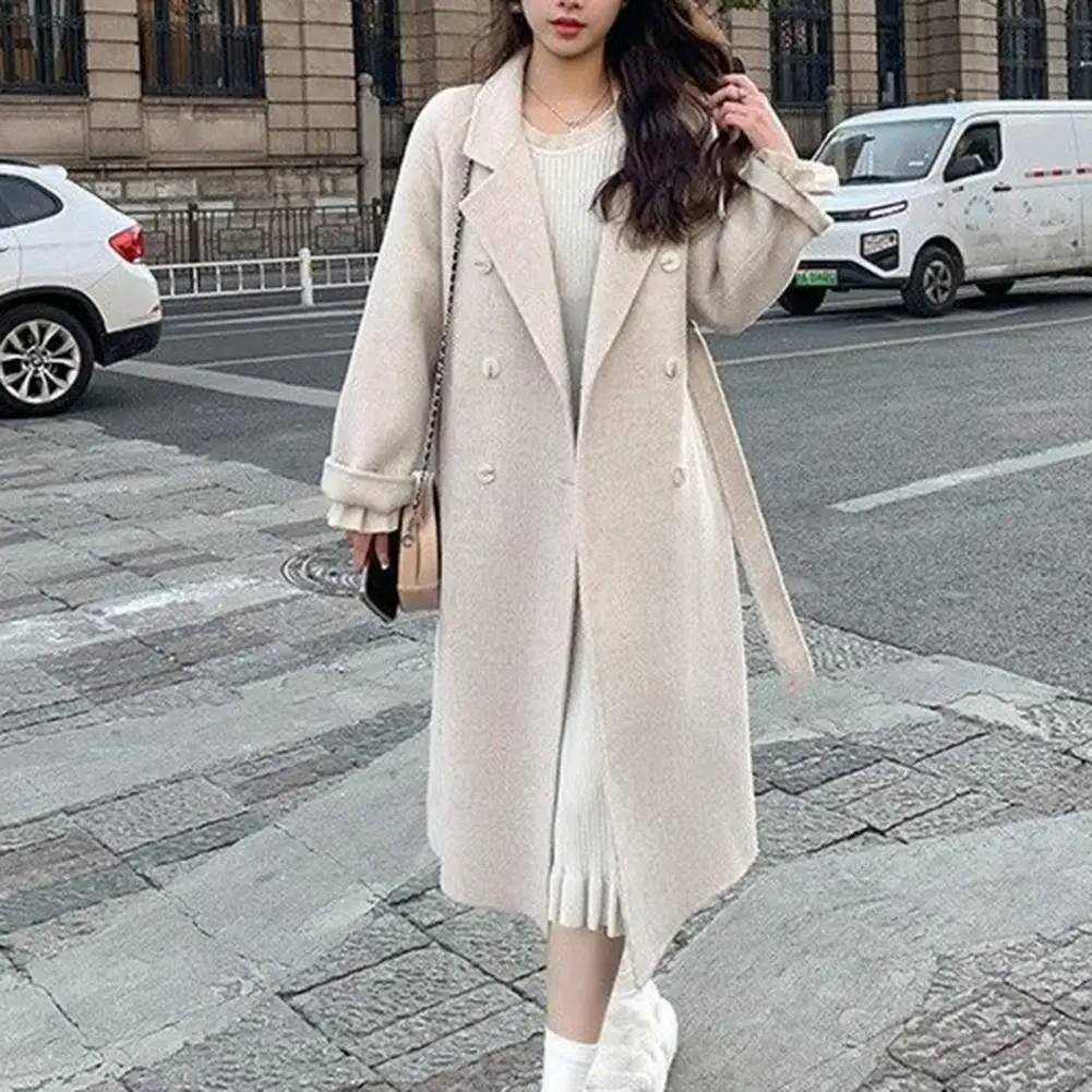 Cappotto autunnale da donna elegante soprabito da donna a metà polpaccio con Design doppiopetto colletto rovesciato per donna autunno inverno