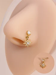 Dangle Nose Rings Stud Piercing Jewelry Bone Studs for Women Men Hypoallergenic Crystal Zircon Star Give Her the Best Gift