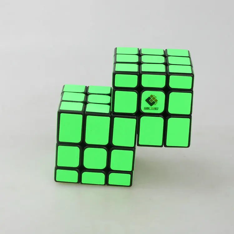 [지혜]3x3 매직 큐브불등거리 미러 큐브 검정색 배경 형광 녹색 스티커 연결 큐브 Fidget Toys Gift