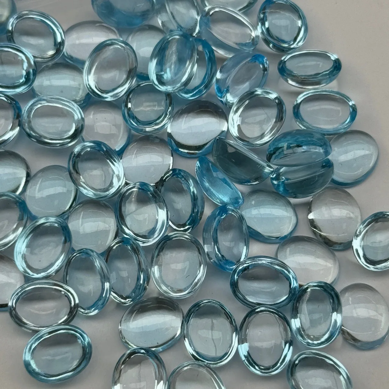 Wholesale Natural Sky Blue Topaz Oval Shape Cabochon AAA Quality VVS Loose Gemstone Available in 5x7-8x10MM For Jewelry