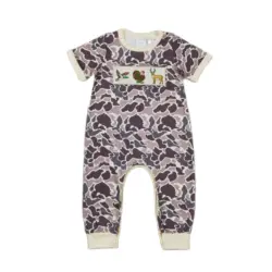 Wholesale Kids One-piece Newborn Coverall Bodysuit Baby Boy Toddler Embroidery Camo Duck Romper Short Sleeves Stripes Jumpsuit