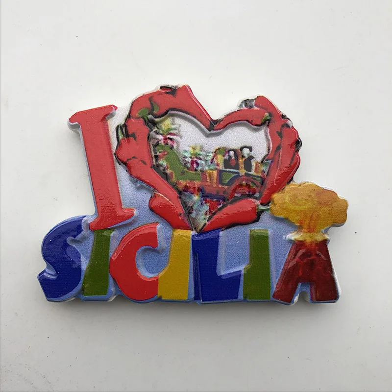 Sicilia  Creative,Travel,Commemorate,Crafts,3D,Ornaments,Magnetism,Resin Material,Refrigerator Stickers