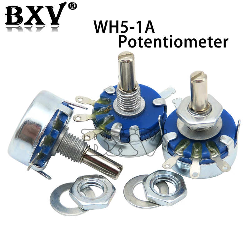 

5PCS WH5-1A 1k 2k 10k 47k 4k7 470r 100k 470k 220k 1k5 22k 1m Ohm 3-Terminals Round Shaft Rotary Taper Carbon Potentiometer