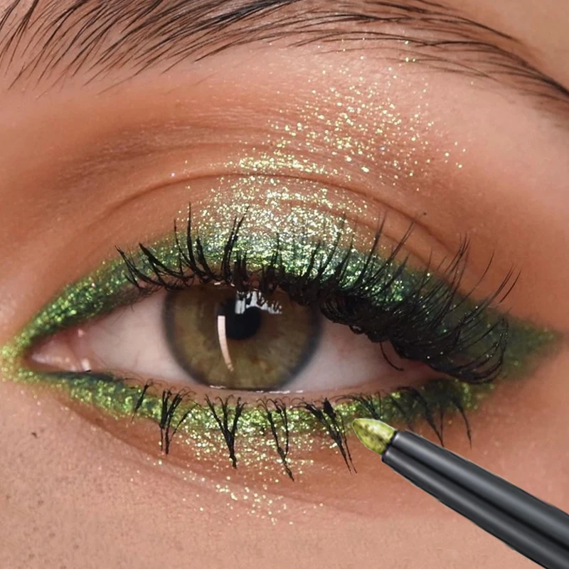 Lápiz Delineador de ojos resistente al agua, verde, morado, brillo de larga duración, sombra de ojos, lápiz de gusano de seda tumbado, maquillaje de ojos para mujer, Cosméticos de belleza