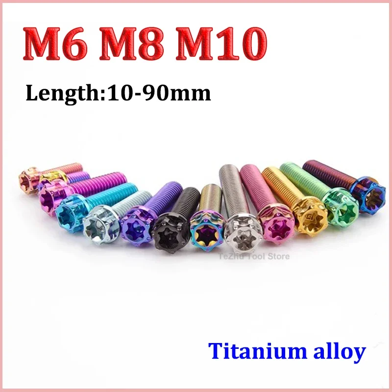 Pernos de titanio Ti, tornillo con brida de cabeza Torx M6 M8 M10 x 10/15/20/25/30/35/40/45/50/55/60/65/70/75/80/90mm para motocicleta, 1 ud.
