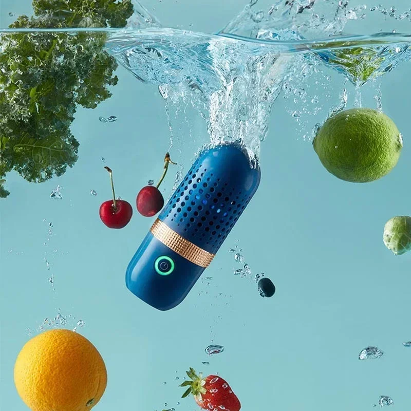 

Lavadora de frutas y verduras en forma de cápsula, purificador de alimentos inalámbrico portátil, máquina limpiadora alimentos
