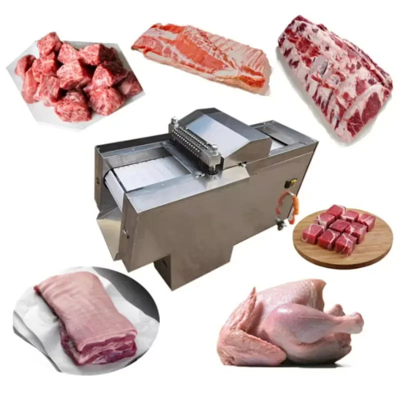 Frozen small electric meat cutter, cube automatic chicken cutter, goat meat cutter