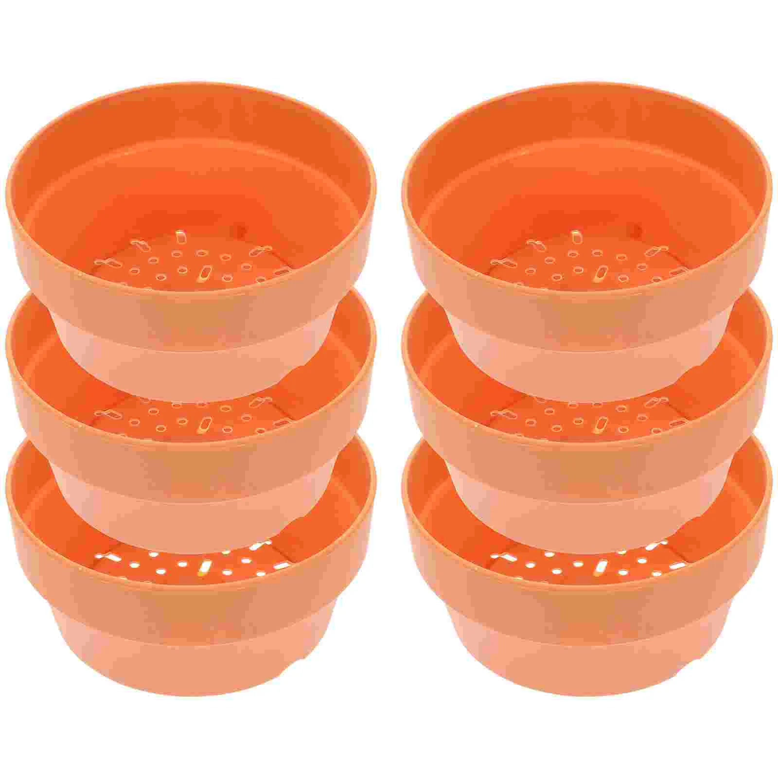 

6pcs Imitation Clay Flower Basket Japanese Round Plastic Flower Pot Flower Container Flower Basin Indoor and Outdoor Potted
