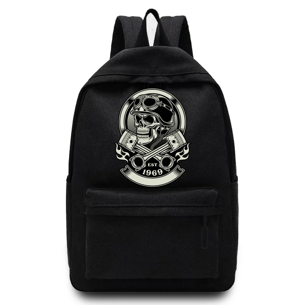 Fashion New Unisex School Bag Canvas Women Backpack Skull Pattern Printed Large Capacity Laptop Bag Portable Travel Sports Bag