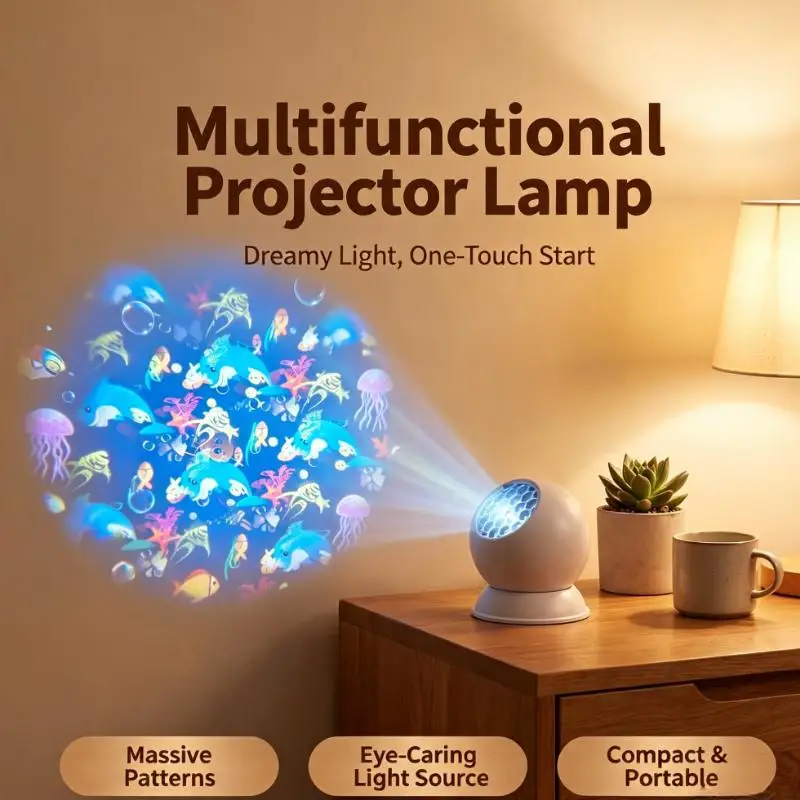 Dreamy Rotating Ocean Animal Projector Lamp 360 Degree Projection Night Light For Bedroom Home Decor Birthday Gift