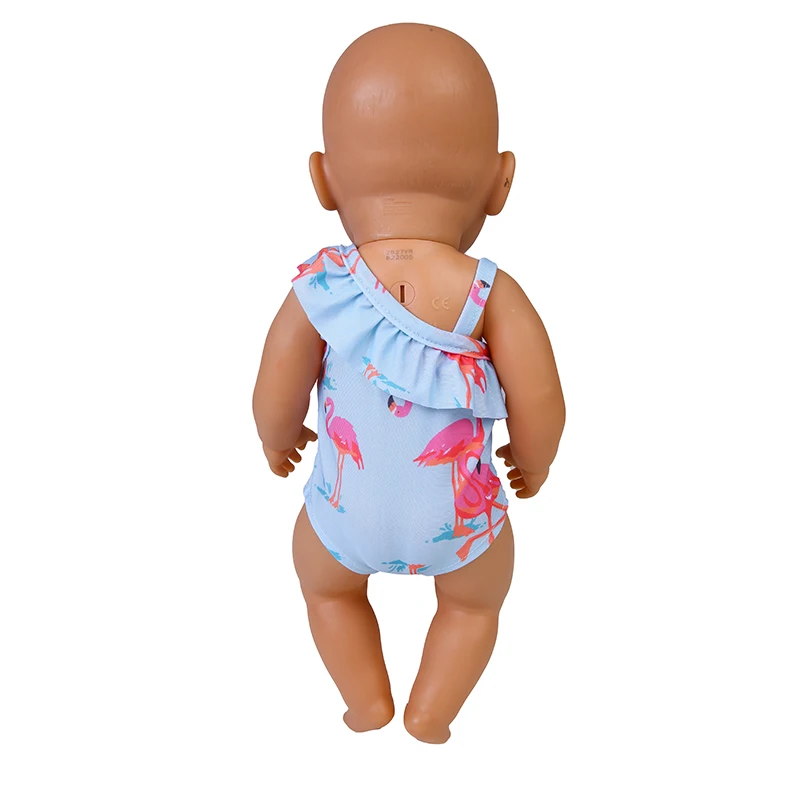 Ropa de muñeca para bebé, traje de baño de flamenco, ropa de verano para muñeca recién nacida de 43cm, Bikini para Niña Americana de 18 pulgadas