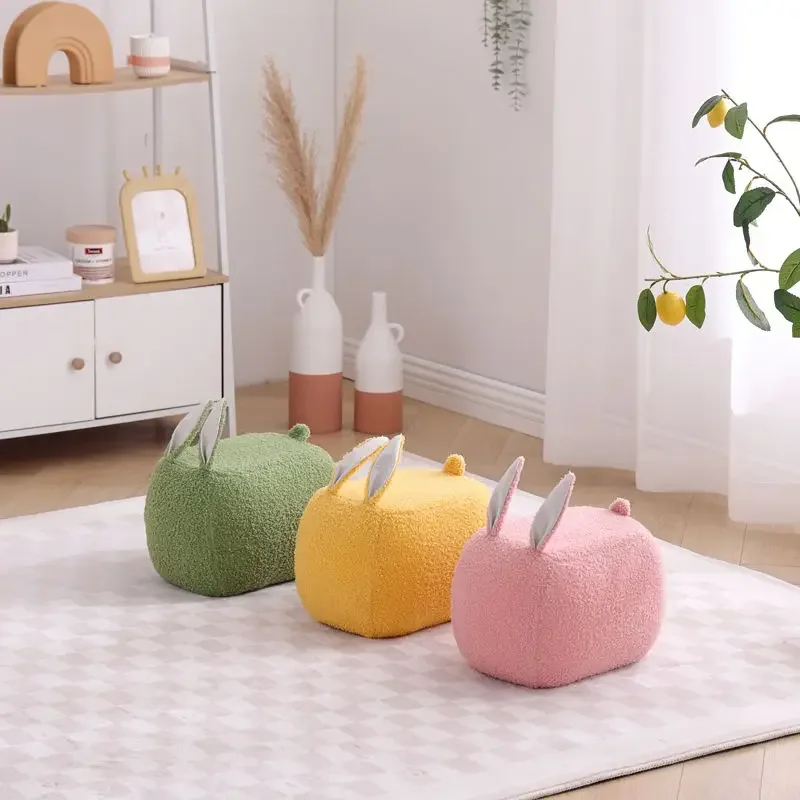 Little Rabbit shape Home Shoes Replacement Stool Low Stool Cartoon Living Room Tea Table Stools Creative Cute Stools Ottomans