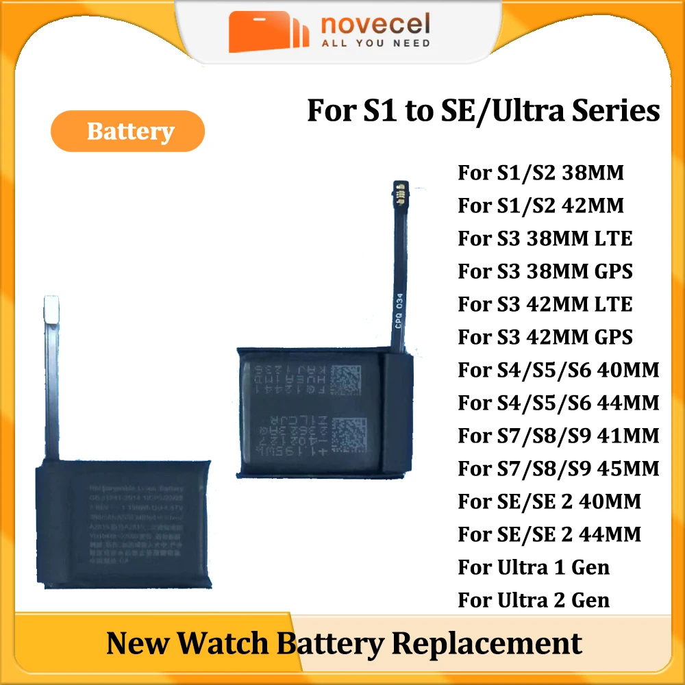

Novecel Replacement New Battery For Apple Watch Series SE 8 9 Ultra Bateria IWatch S1 2 3 4 5 6 S7 45mm 41mm 38mm 42mm 40mm 44mm