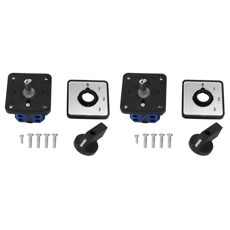 ABJI-2X 660V 20A Switch 4-Position 2 Pole Rotary Selector Rotary Cam Changeover Switch Electric Motor Reversing Switch
