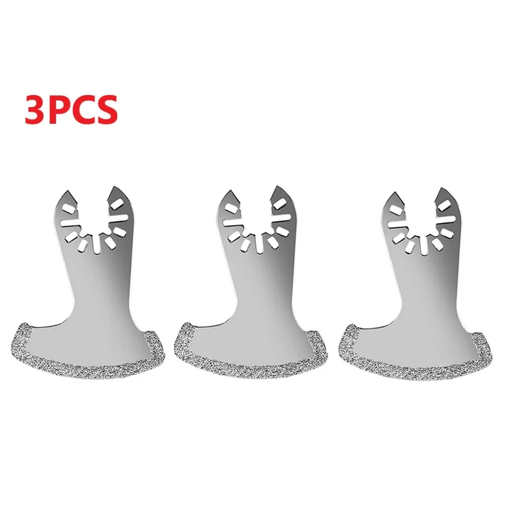 3pcs Oscillating Multi Tool Swing Diamond Cutting Saw Blades Silver Emery For Grout Removal Renovator Trimmer Blades