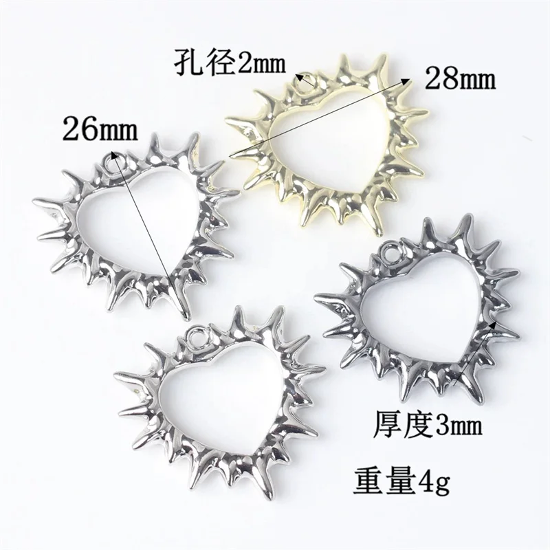 10pcs Handmade Love Heart Shape Pendants Golden Color Hollow Alloy Pendant Charms Diy Necklace Earrings Jewelry Making Findings