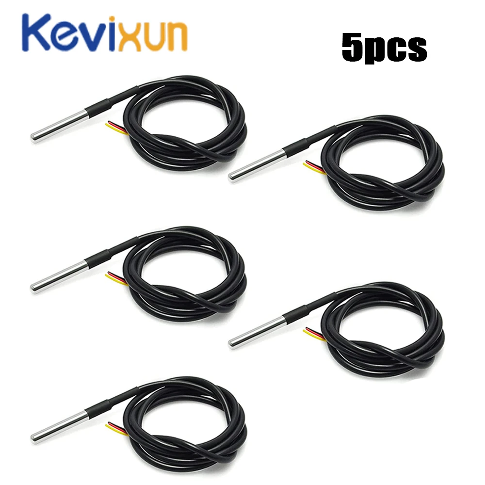 5/10 pcs DS18b20 temperature probe temperature sensor 1M 2M 3M DS1820 Stainless steel package Waterproof 18B20 100cm/200cm/300cm