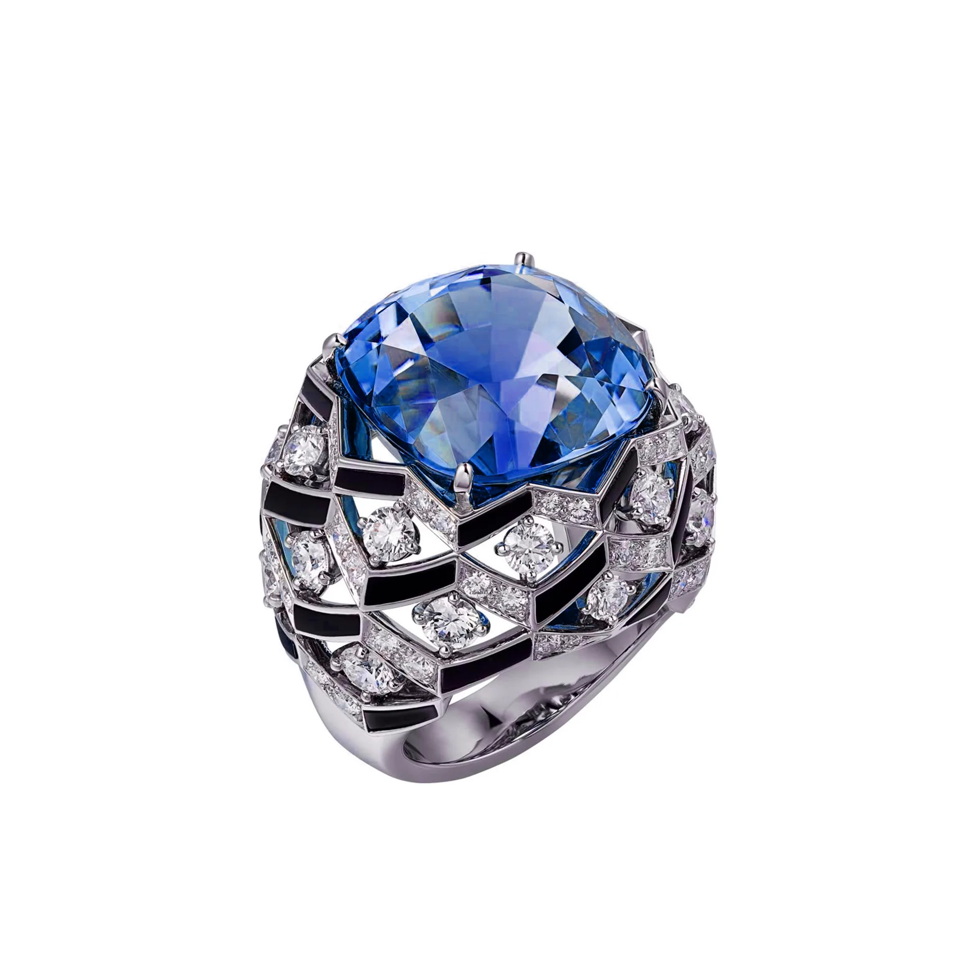 

New S925 Silver Ring High Carbon Diamond Royal Blue Cultivated Sapphire Pillow shaped Luxury Women's Ring Wedding Jewelry