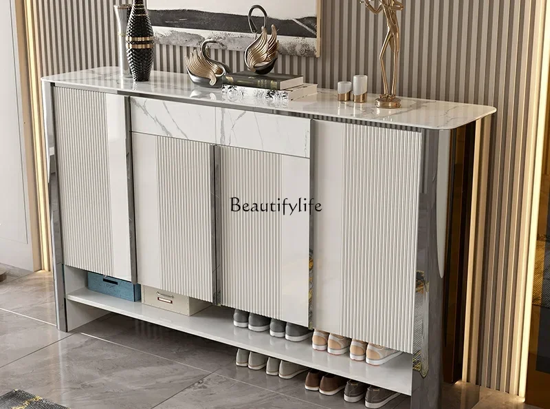 

LD33Italian minimalist solid wood light luxury style porch partition modern storage locker